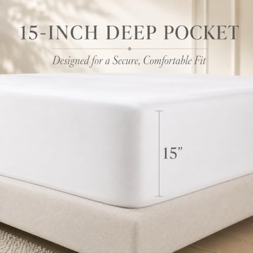 King Size Egyptian Cotton Sheets Set - 400TC White with Variation 01