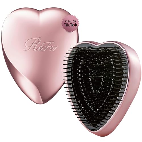 ReFa HEART BRUSH ROSE GOLD | Heart Shaped Detangling Brush for Women | Small Hair Brush for Thick Hair | Hair Detangler Brush Travel
