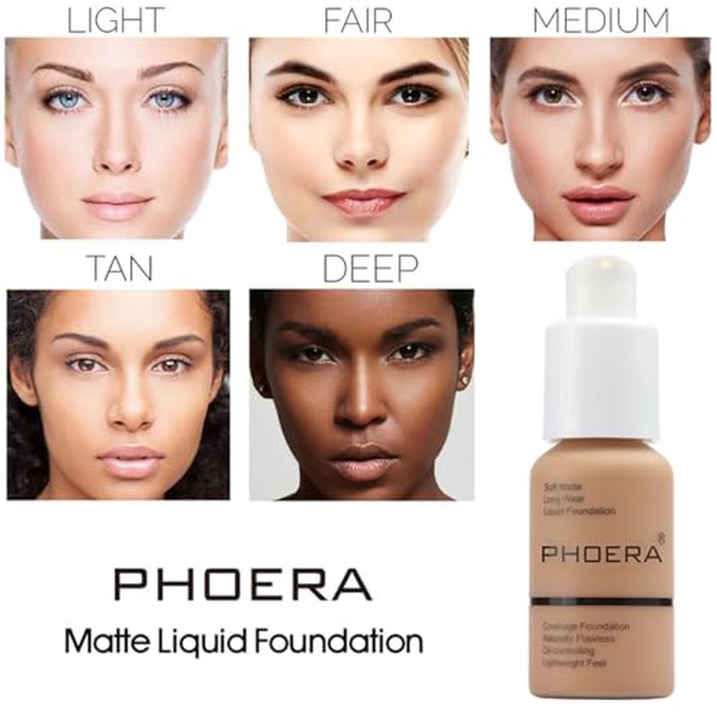 2 Pack PHOERA Foundation,Flawless Soft Matte Liquid Foundation 24 HR Oil Control Concealer Foundation Makeup,Full Coverage Foundation for Women and Girls (102 Nude)
