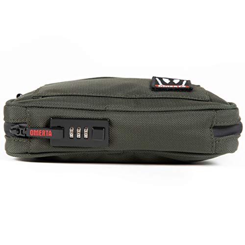 Green 5 Inch Lockable Odor Sealing Pouch with Hidden Storage - Carbon-Lined
