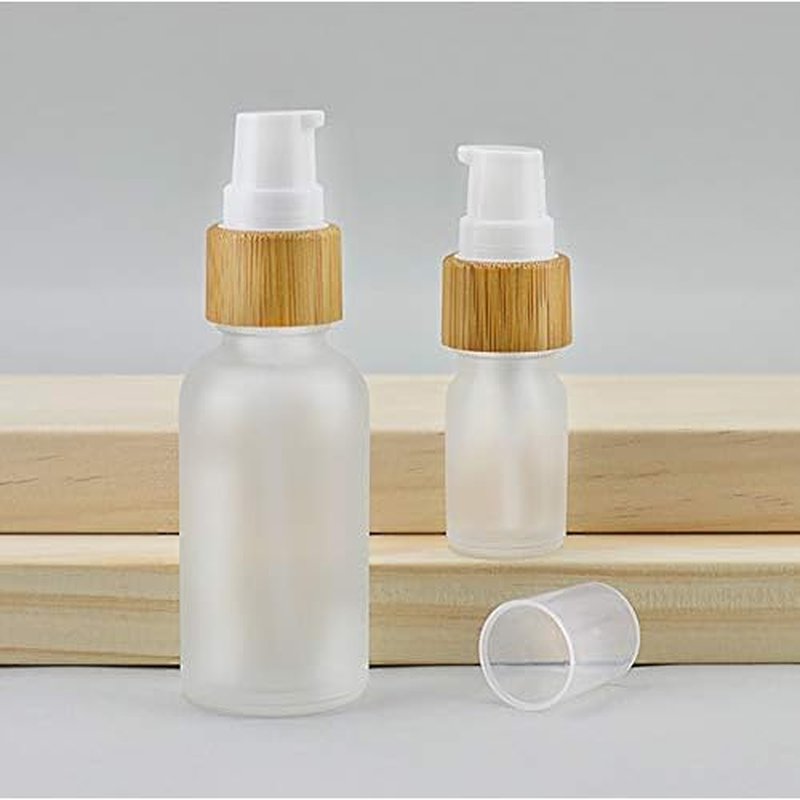 4 Pieces Frosted Glass Lotion Bottle Travel Pump Bottles Cosmetic Cream Container Dispenser Bottle For Lotion Liquid Essential Oil Blends (50ml(1.7oz))