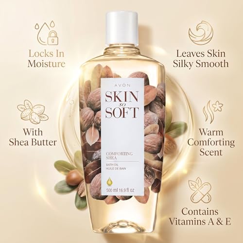 AVON Skin So Soft Shea Bath Oil with Shea Butter & Fragrance, 16.9 fl oz