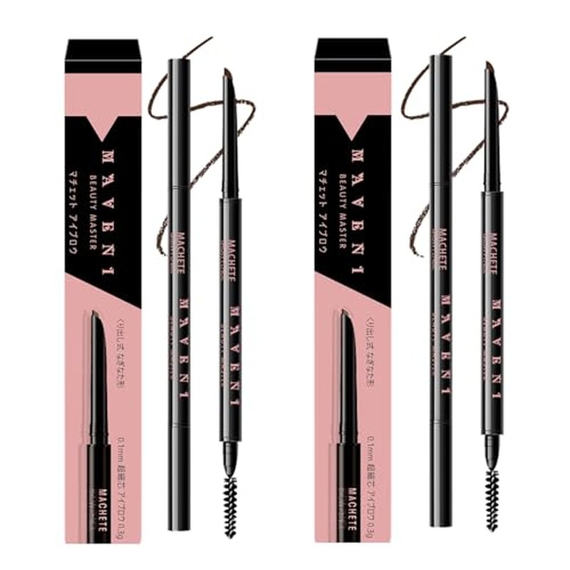 Microblading Eyebrow Pencil,Eyebrow Retractable Definer Pencil,Angled Precision Tip,0.1MM Ultra Slim Eyebrow Makeup,Long-Lasting Waterproof,Smudgeproof (05 DEEP BROWN, 2 Pack)