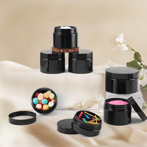 36 Pack 2 Oz Refillable Plastic Containers with Black Lids - Leakproof & BPA Free