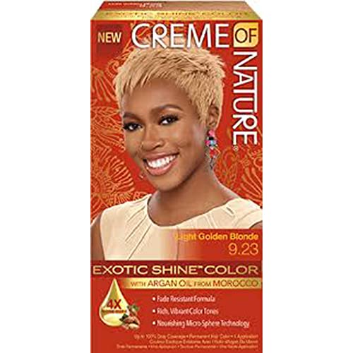 Creme of Nature Exotic Shine Hair Color 9.23 Light Golden Blonde with Argan Oil - Pack of 2