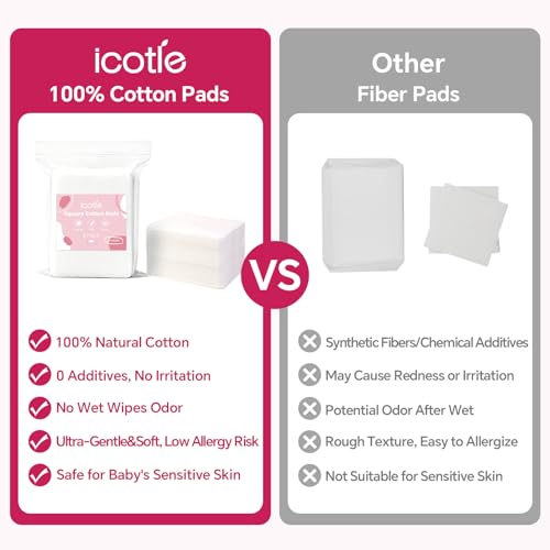 Extra Large Cotton Pads 360 Count - Soft & Absorbent Disposable Wipes 4.7 x 5.9 Inches - Dry & Wet Use