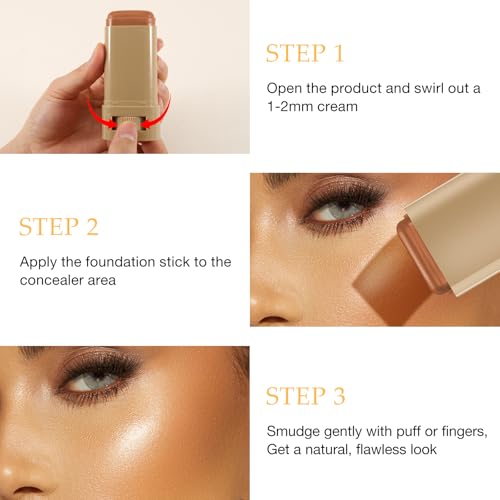Matte Foundation Stick, Full Coverage Concealer Foundation Makeup, Waterproof Shaping Contour Stick, Long Lasting Moisturizing, Even Skin Tone