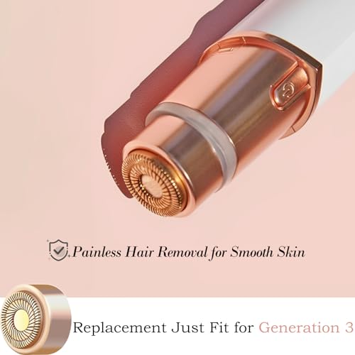 Replacement Heads Generation 3 Compatible with Flawless Facial Hair Remover Ring Light Version,New Version Replacement Blades for Flawless Replacement Heads Gen 3,18 Karat Gold-Plated Head,4 Pack.
