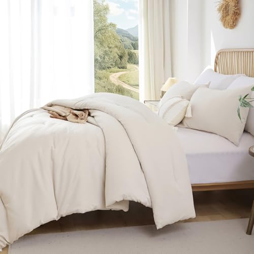 Alaskan King Comforter Set Beige 136x120 Boho Oversized Bedding Quilt