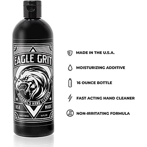 Eagle Grit Heavy Duty Industrial Hand Cleaner ? USA Made Mechanic Soap ? Silica-Based, Solvent-Free Hand Degreaser ? Removes Grease, Oil, Paint, & More ? Moisturizing, Drain & Eco-Friendly ? 3 x 16 Oz