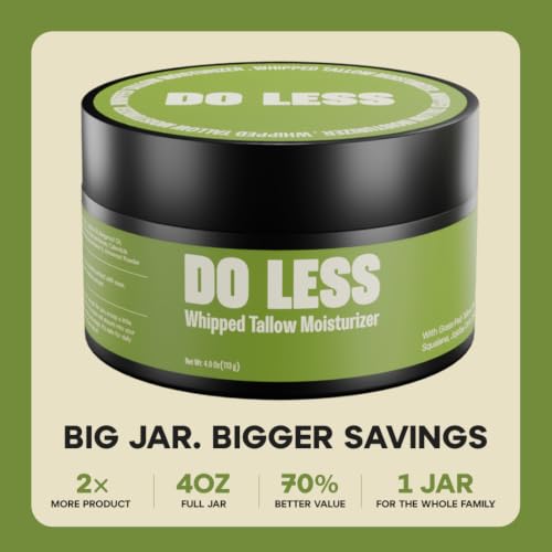 Do Less Whipped Beef Tallow Moisturizer for Face & Body - Deep Hydration with Manuka Honey & Jojoba Oil, 4oz