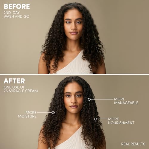 Mizani 25 Miracle Leave-In Cream - Hydrating Curl Cream with Coconut Oil, Curl Defining Leave In Conditioner, Anti Frizz, Heat Protectant, Silicone-Free, Sulfate-Free
