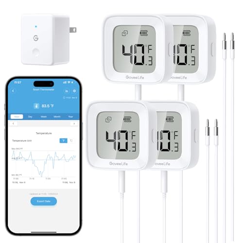 WiFi Refrigerator Thermometer with Alarm - Digital Freezer Temperature Monitor 4 Pack