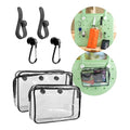 Trendy Beach Bag Accessories Set For Bogg Bag, Phone Storage Bag, 6Pcs Hooks, 2Packs Clear Bags, (Black)