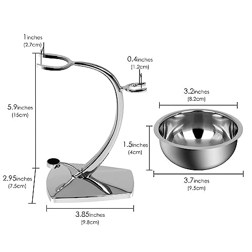 Linkidea Stainless Steel Razor & Brush Stand with Shaving Bowl for Gillette Vector 3