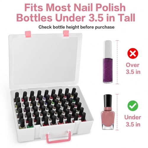 FULLCASE White 54-Bottle Nail Polish Organizer Case with Removable Foam