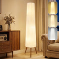 GyroVu 60-Inch Oatmeal Wood Floor Lamp with Color Temperature Dimming - Beige Shade