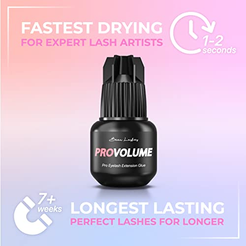 Sky Glue S+ 2 Pack & Pro Volume Eyelash Extension Glue | Professional Black Adhesive | Long Lasting Semi Permanent Lash Extensions | Super Strong & Fast Drying (1-2s) | 7+ Weeks Retention | 3 x 5ml