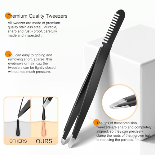 Tweezers Set,Precision Tweezers for Eyeborw Facial Hair Ingrown Hair Splinter Removal,Tweezers and Nail Clippers Set,Travel Nail Clippers Kit with Tweezer,Grooming Kit,Stocking Stuffing Gifts