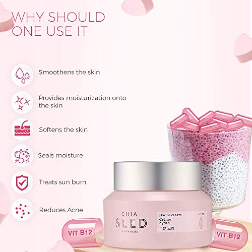 The Face Shop Chia Seed Hydro Cream - Hydrating Gel Moisturizer for Skin, 1.76 oz