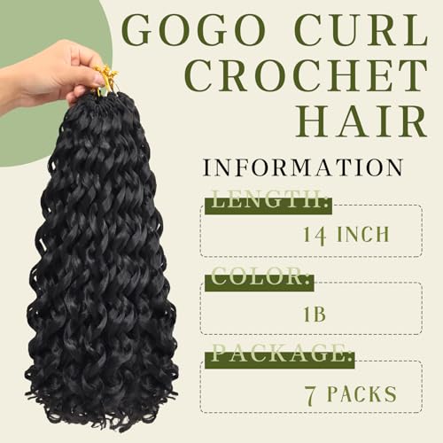 14 Inch Curly Crochet Hair 7 Pack for Black Women - Bouncy Synthetic Style