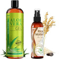 Fermented Rice Water & Organic Aloe Vera Gel for Skin & Hair - Natural Care Bundle