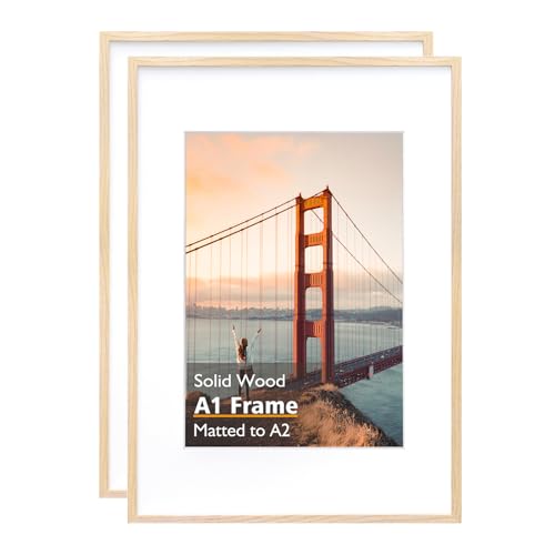 Solid Wood A1 Picture Frame Natural Finish 23.4 x 33.1 in - Pack of 2