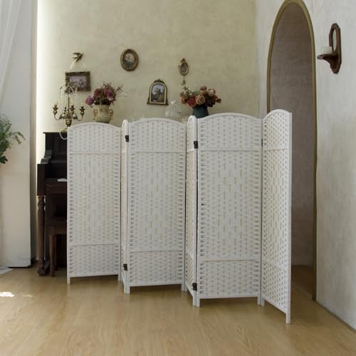 White 6-Panel Short Room Divider - 47.2 Inch Tall Folding Privacy Screen