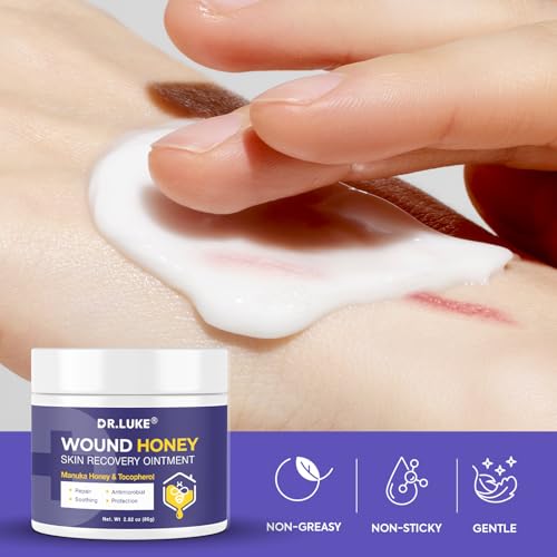 Dr. Luke Manuka Honey Wound care: Medihoney Wound Gel for Minor wounds & Skin Repair - Manuka Honey Medical Grade with Akkantoin 0.5% & Vitamin E - 2.82 oz (80g), 2 Pack