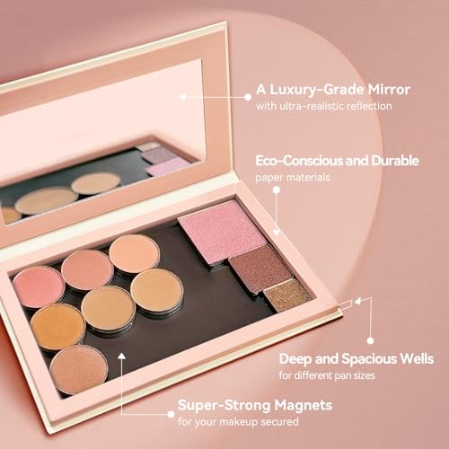 Magnetic Eyeshadow Palette, Empty Makeup Palette Organizer with Mirror Inside, Oil-Painting Decorated Art Paper Palette (Your Art)