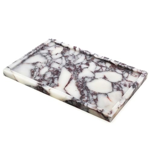 12x8 Inch Calacatta Viola Marble Vanity Tray - Elegant Home Decor