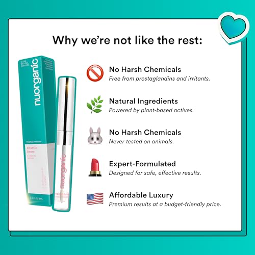 nuorganic 'Cosmic Brow' Eyebrow Serum for Growth | Natural Eye Brow Serum for Thicker, Longer, More Defined Brows | 4 Months Supply XL Size | Cruelty Free, Made in USA