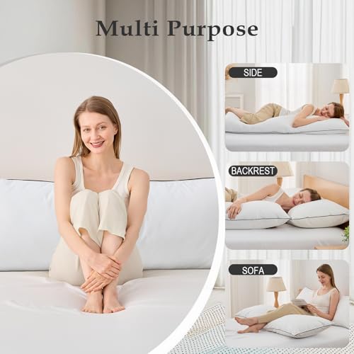 DWR Goose Feather Down Body Pillow - Organic Cotton Cover, Medium, 20x54 - Body Pillow Only