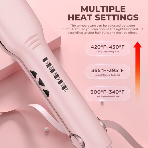 Pink 1.5 Inch Hair Straightener and Curler 2-in-1 Flat Iron with Fast Heating