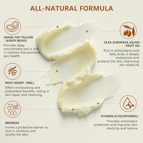 Lilei Beauty 5oz Beef Tallow & Honey Face & Body Moisturizer - Natural Skin Balm