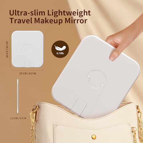 Travel LED Makeup Mirror with Lights, Adjustable & Rechargeable