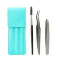 Lash Tweezers For Eyelash Extensions Clusters Lashes Applicator Tool Kit Amzgirl 3pcs Eyelashes Tweezer With Brush Set Stainless Steel Applicators For Diy Lashes Application And Removal (Silver)