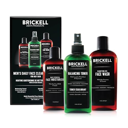 Brickell Men's Scented Daily Face Cleanse Routine for Oily Skin with Hyaluronic Acid & Aloe