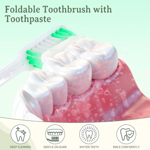 Travel Toothbrush and Toothpaste Set 50 Pack - Foldable, Individually Sealed
