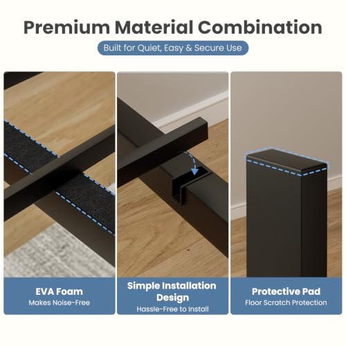 Full Size Bed Frame with Wood Headboard - Black, 14 Inch Under-Bed Storage
