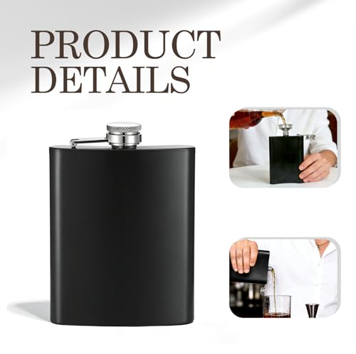 30 Pcs Stainless Steel Liquor Flasks Set with Funnels Leak Proof Black
