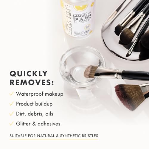 CINEMA SECRETS Original Makeup Brush Cleaner Solution & Spray Combo - Professional Cleanser for Makeup Brushes - Quick-Drying & Rinse-Free - Removes Built-Up Make Up - Lemon (16 fl oz & 2 fl oz)