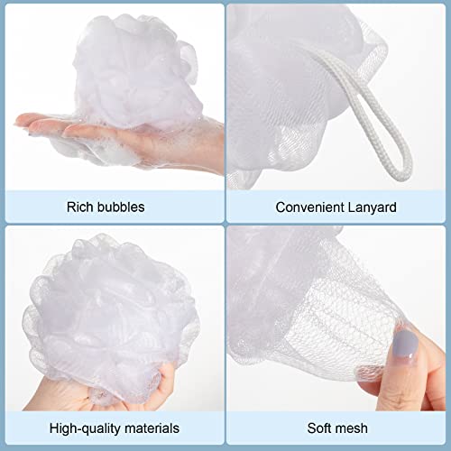 CHENGU 50 Pack Loofah Sponge Bath Sponge Shower Loofah Mesh Shower Ball Bath Pouf Wash Body Puff for Women Men, 30 g(White,Classic)