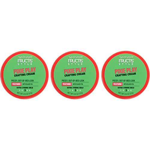 Garnier Fructis Style Pixie Play Crafting Cream 3 Count - Texturizing Short Hair Paste with Black Fig for Definition & Control - Fruity Variation