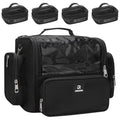 Extra Large Makeup Brush Case with 4 Small Bags - Travel Organizer with Adjustable Dividers & Shoulder Strap - Black