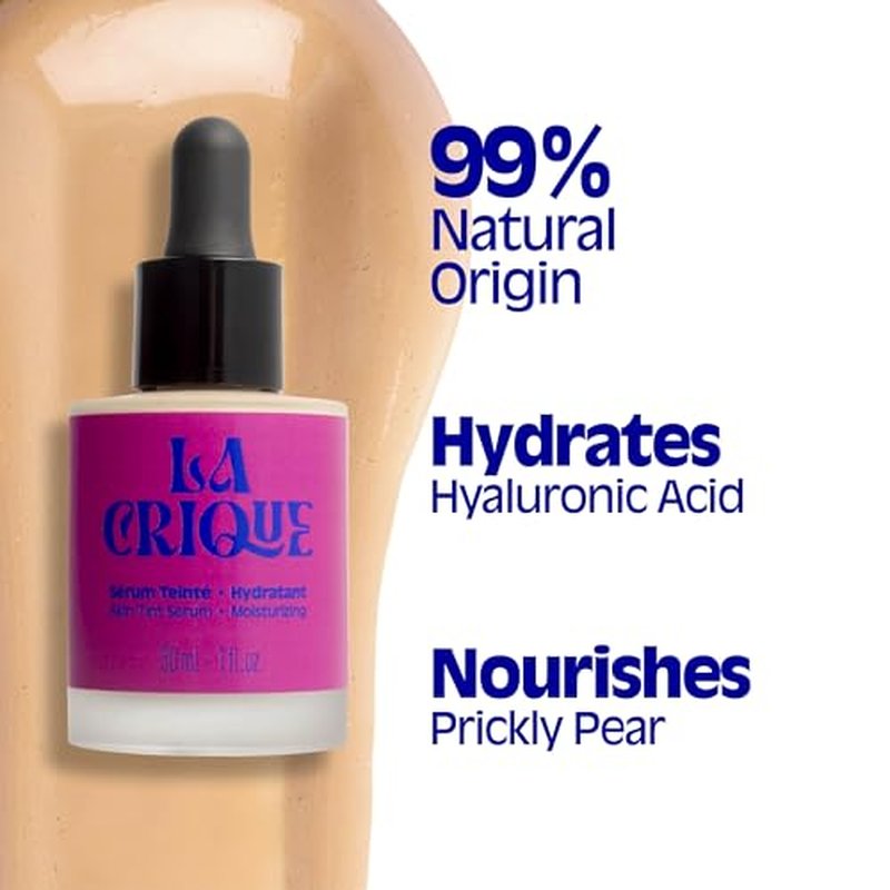 Hydrating Tinted Serum - Lightweight Face Foundation with Hyaluronic Acid & Prickly Pear - Buildable Coverage - Dry Skin - Vegan Friendly & Cruelty-Free - Shade 01 Very Fair - 1 fl oz