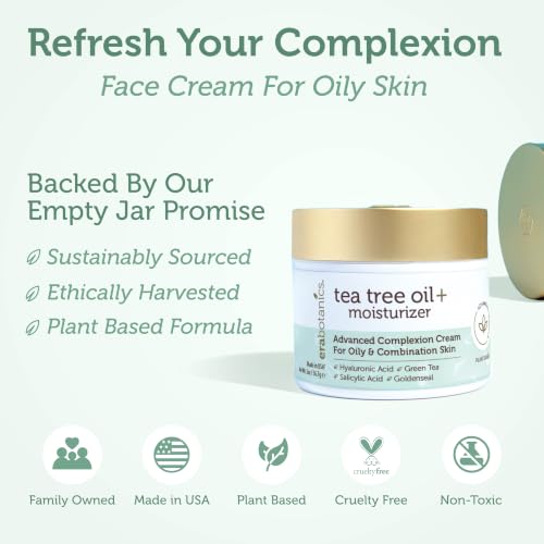 Era Organics Tea Tree Oil Face Cream - Salicylic Acid Acne & Blemish Moisturizer