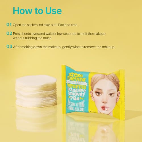 Ariul Purefull Lip & Eye Makeup Remover Pads ? Oil-Infused Dual-Sided Pads, Gentle Exfoliation, Travel Friendly Compact Size, Korean Skincare, 30 Pads x 3 Pack