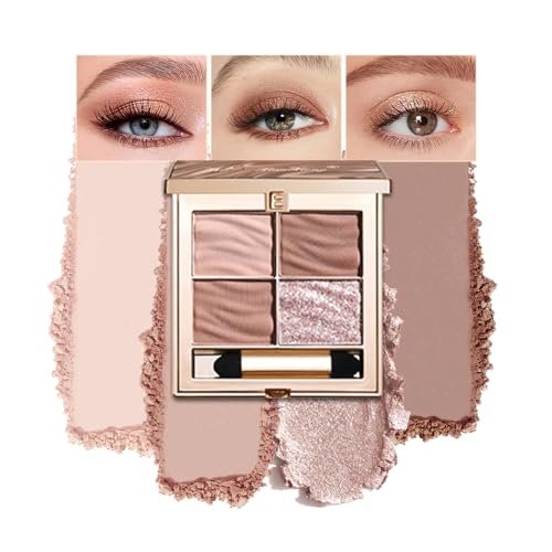 Nude Eyeshadow Palette, Matte & Shimmer Soft Neutral Shades, Purple Khaki Brown Caramel Latte Champagne Pearl Tones, Smooth Blendable Fine Shimmer, Long-Lasting Pigmented Eye Makeup for Daily Wear-A06