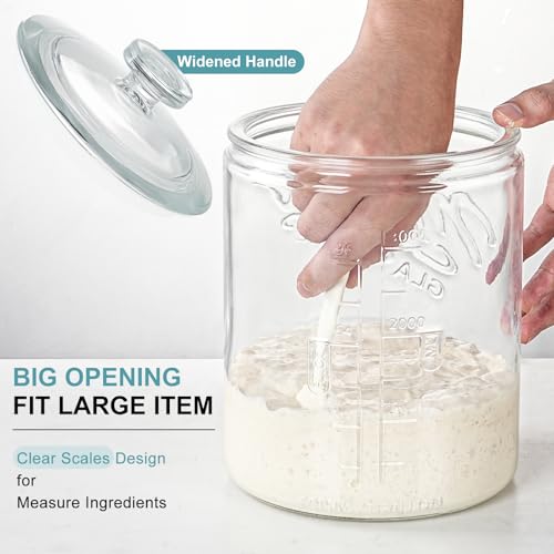 2 Pack 1 Gallon Glass Cookie Jars with Airtight Lids for Food Storage & Sourdough Starter